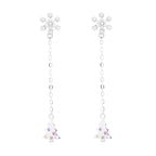 Women's Earrings with Sparkling Snowflake Pendant, Chain Embellishment