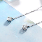 Women's Earrings with Elegant Square Pendant and Shimmering Zirconia