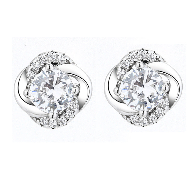 Women's Earrings with Sparkling Cubic Zirconia, Elegant Cable Design