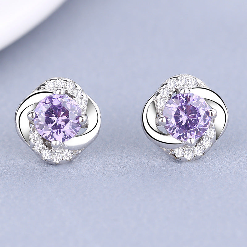Women's Earrings with Sparkling Cubic Zirconia, Elegant Cable Design