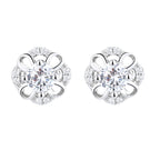 Women's Stud Earrings with Delicate Flower Design, Sparkling Crystals