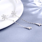 Women's Earrings with Sparkling Snowflake Pendant, Chain Embellishment