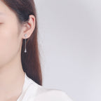 Women's Earrings with Sparkling Snowflake Pendant, Chain Embellishment