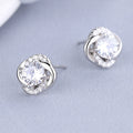Women's Earrings with Sparkling Cubic Zirconia, Elegant Cable Design