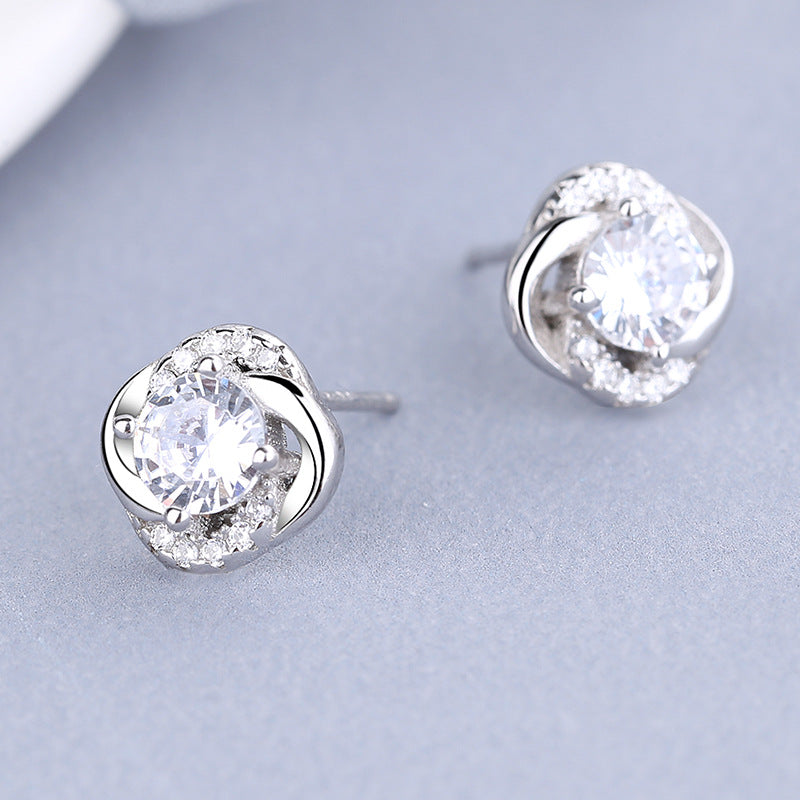 Women's Earrings with Sparkling Cubic Zirconia, Elegant Cable Design