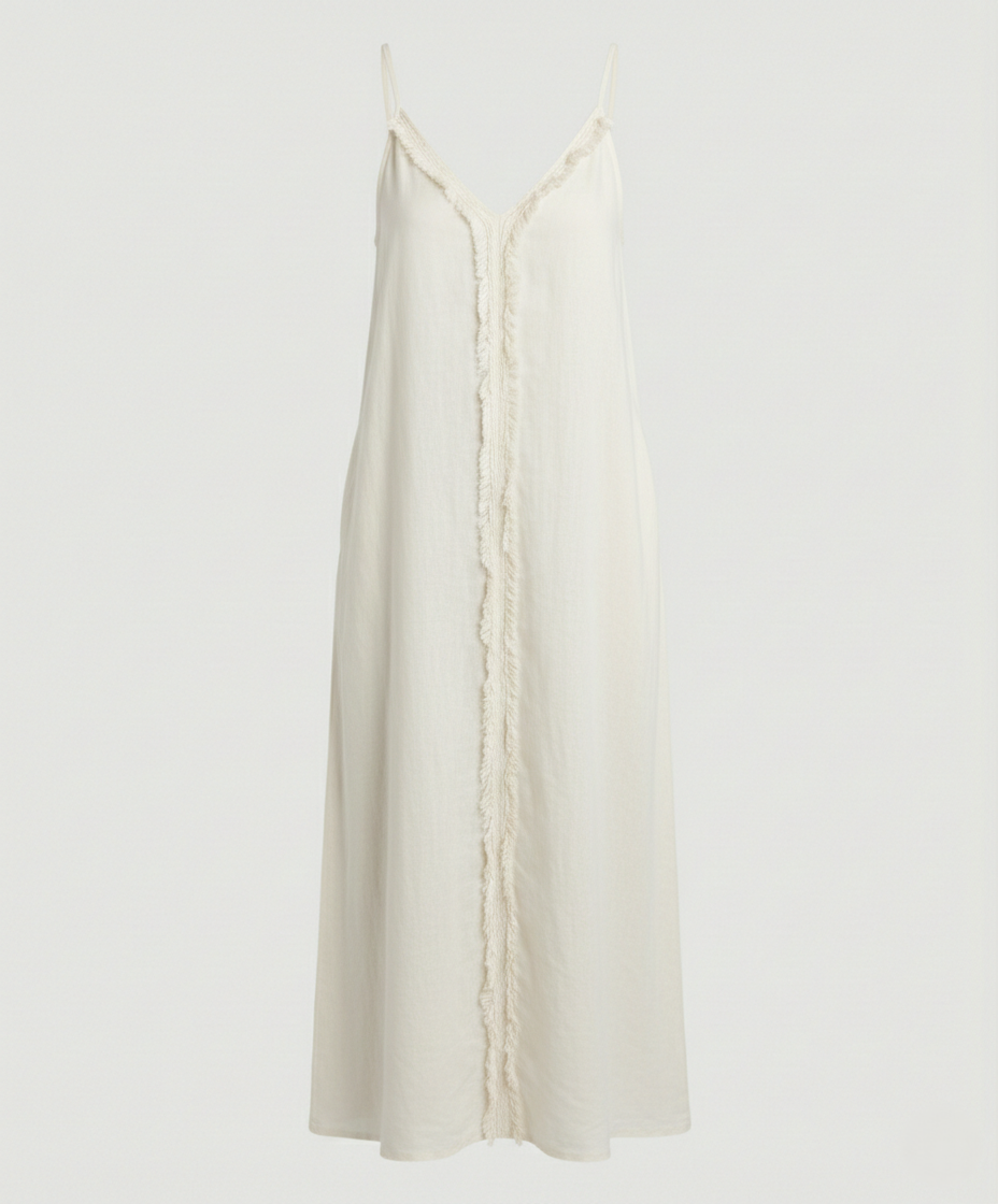 Women's Maxi Dress with Casual V-Neck and Side Pockets