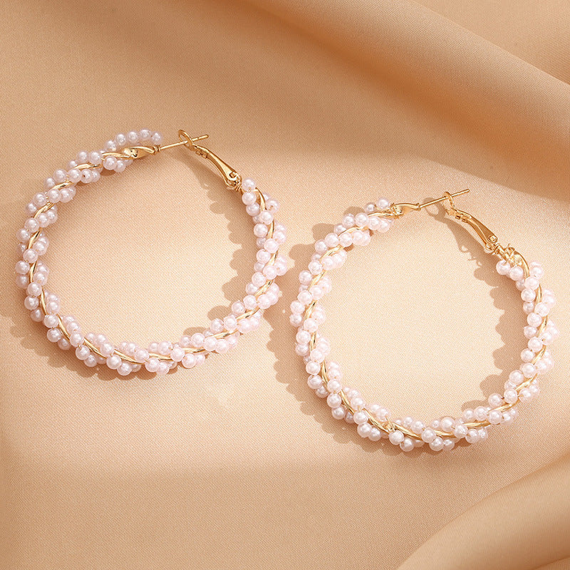 Women's Hoop Earrings with Luxurious Pearl Accents, Elegant