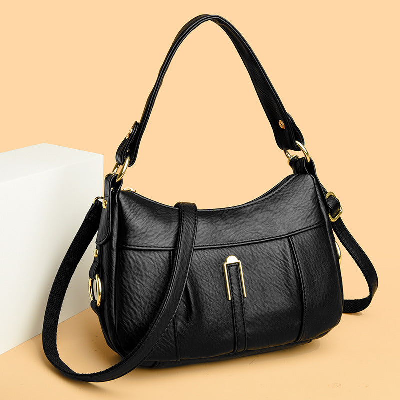 Women's Pebble Leather Shoulder Hobo Bag