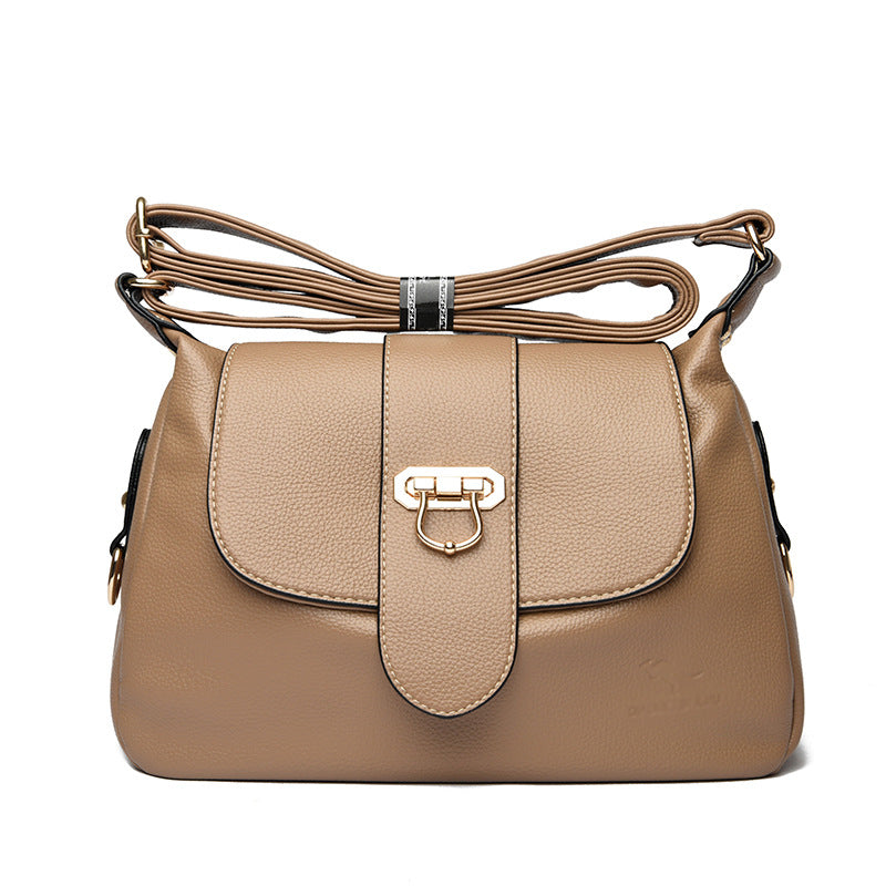 Women's Structured Pebbled PU Leather Crossbody Satchel with Flap
