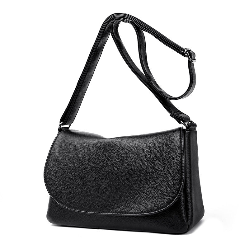 Women's Structured Pebble-Grain Leather Saddle Shoulder Bag