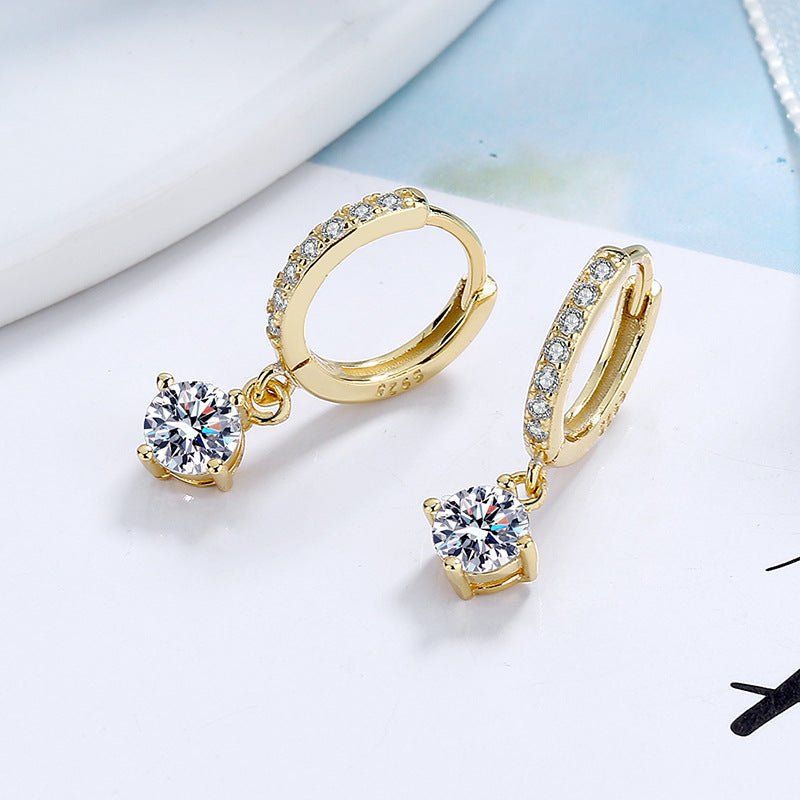 Women's Earrings with Sparkling Crystals and High-Quality Gold Plating