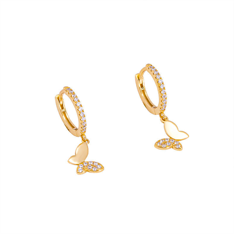 Women's Earrings with Elegant Butterfly Design and Sparkling Details