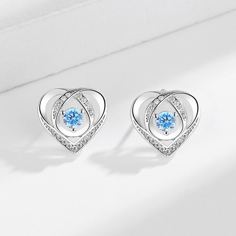 Women's Earrings in Elegant Heart Design with Sparkling Zirconia