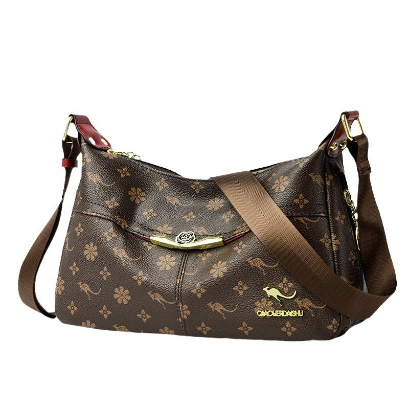 Women's Stylish Floral Embossed Faux Leather Crossbody Shoulder Bag