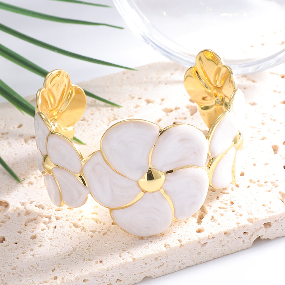 Women's Cuff Bracelet with Elaborate Flower Pattern