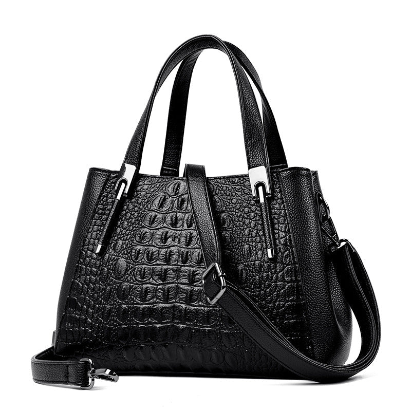 Women's Structured Crocodile Embossed Leather Satchel