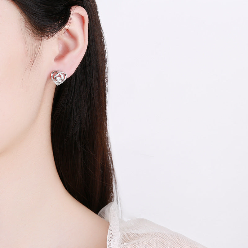 Women's Earrings in Elegant Heart Design with Sparkling Zirconia
