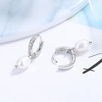 Women's Earrings with Elegant Zirconia Decorations and Pearl Pendants