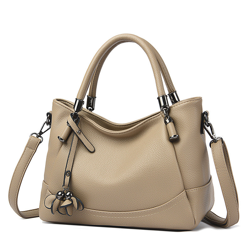 Women's Pebbled Faux Leather Satchel with Double Top Handles