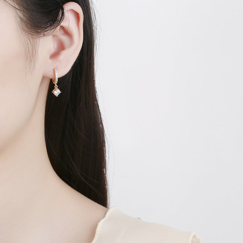 Women's Earrings with Sparkling Crystals and High-Quality Gold Plating