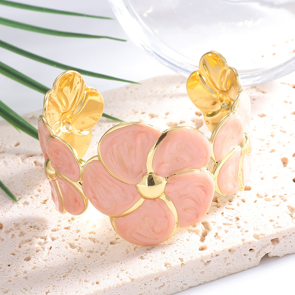 Women's Cuff Bracelet with Elaborate Flower Pattern