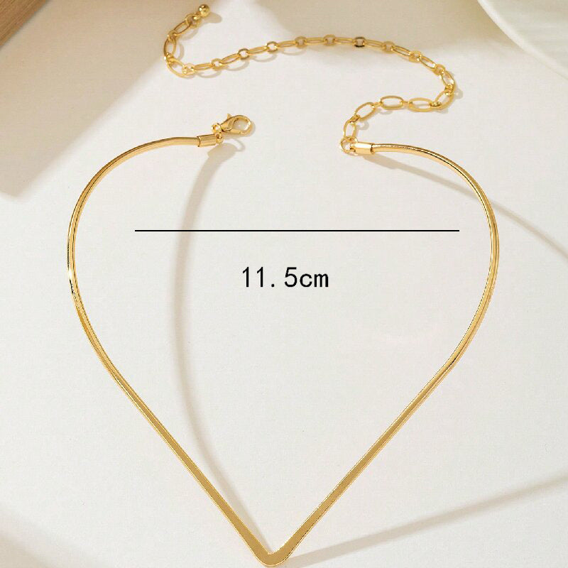 Women's Choker Necklace with Modern V Design