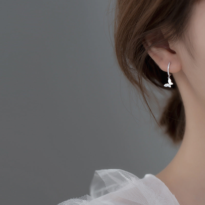 Women's Earrings with Elegant Butterfly Design and Sparkling Details