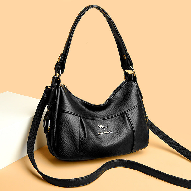Women's Soft Pebbled Leather Hobo Shoulder Bag