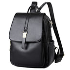 Women's Structured Pebbled Faux Leather Backpack with Anti-Theft Flap