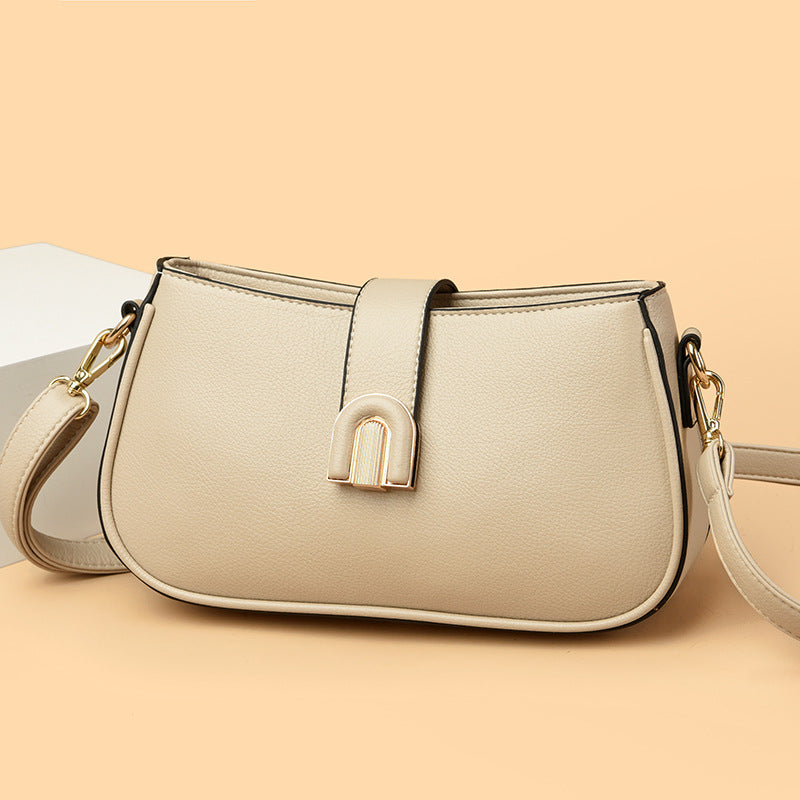 Women's Curved Minimalist Crossbody Bag with Magnetic Arch Clasp