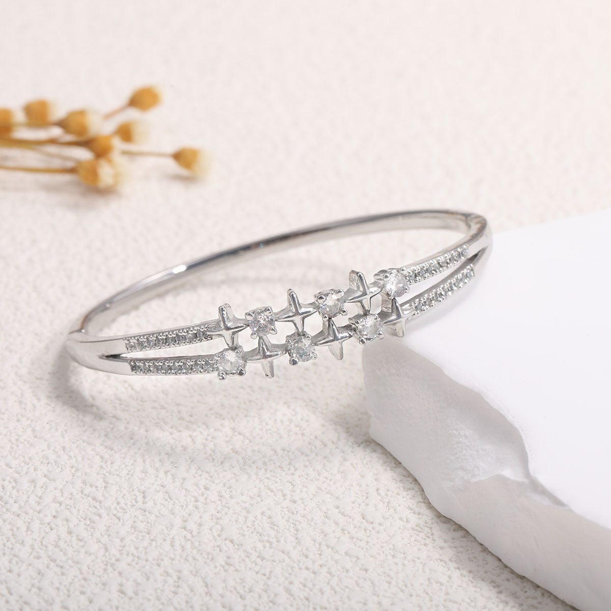 Women's Bracelet with Elaborate Infinity Symbol and Sparkling Zirconia
