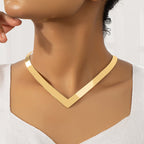 Women's Choker Necklace with Modern V Design