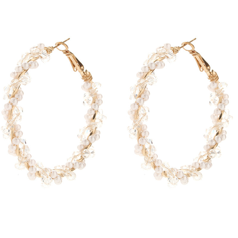 Women's Hoop Earrings with Luxurious Pearl Accents, Elegant
