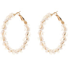 Women's Hoop Earrings with Luxurious Pearl Accents, Elegant