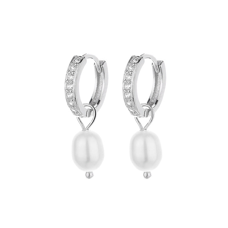Women's Earrings with Elegant Zirconia Decorations and Pearl Pendants