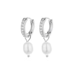 Women's Earrings with Elegant Zirconia Decorations and Pearl Pendants