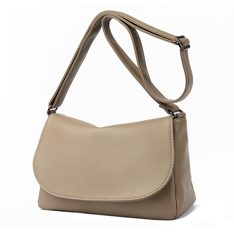 Women's Structured Pebble-Grain Leather Saddle Shoulder Bag
