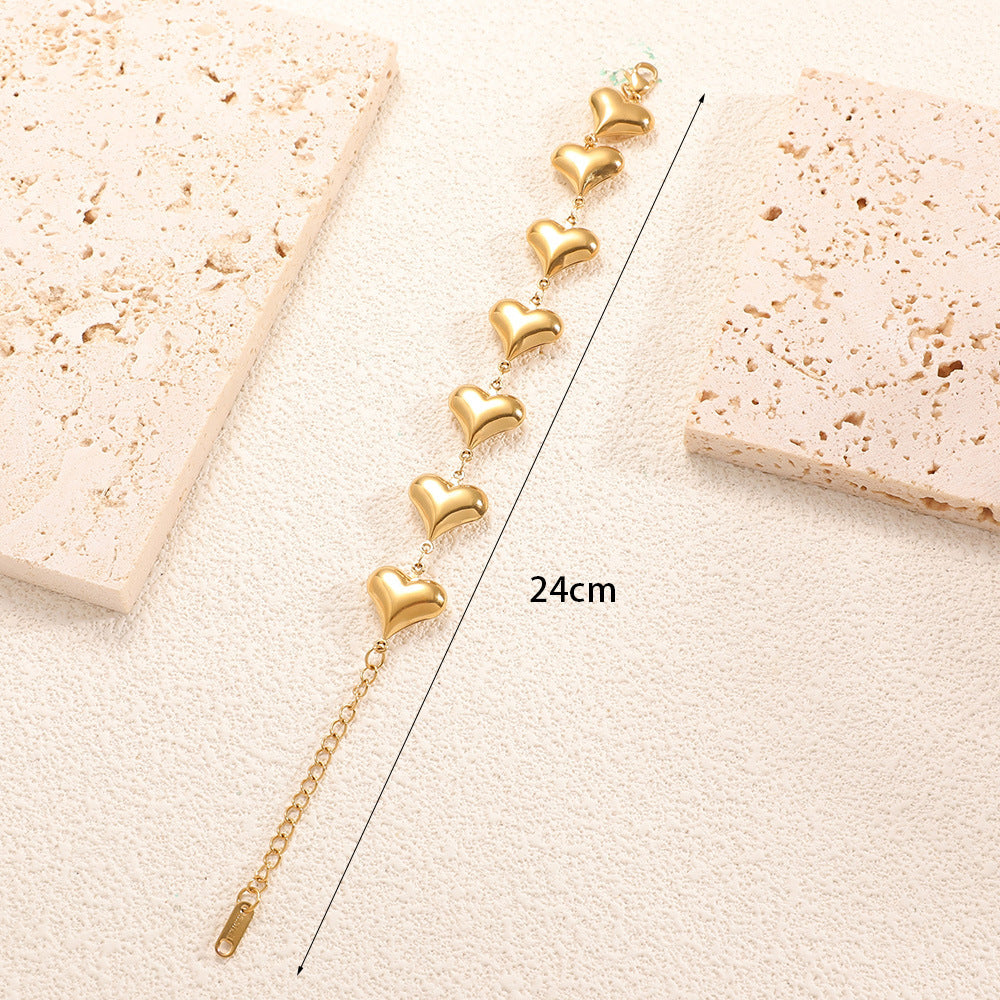 Women's Bracelet with Elegant Heart Design and Fine Link Chain