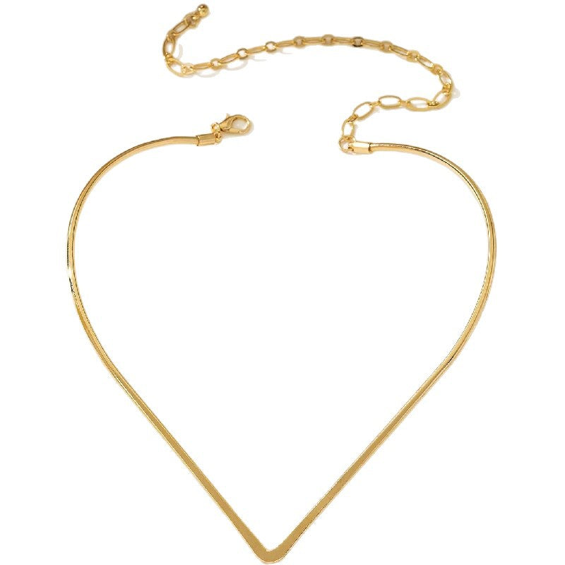 Women's Choker Necklace with Modern V Design