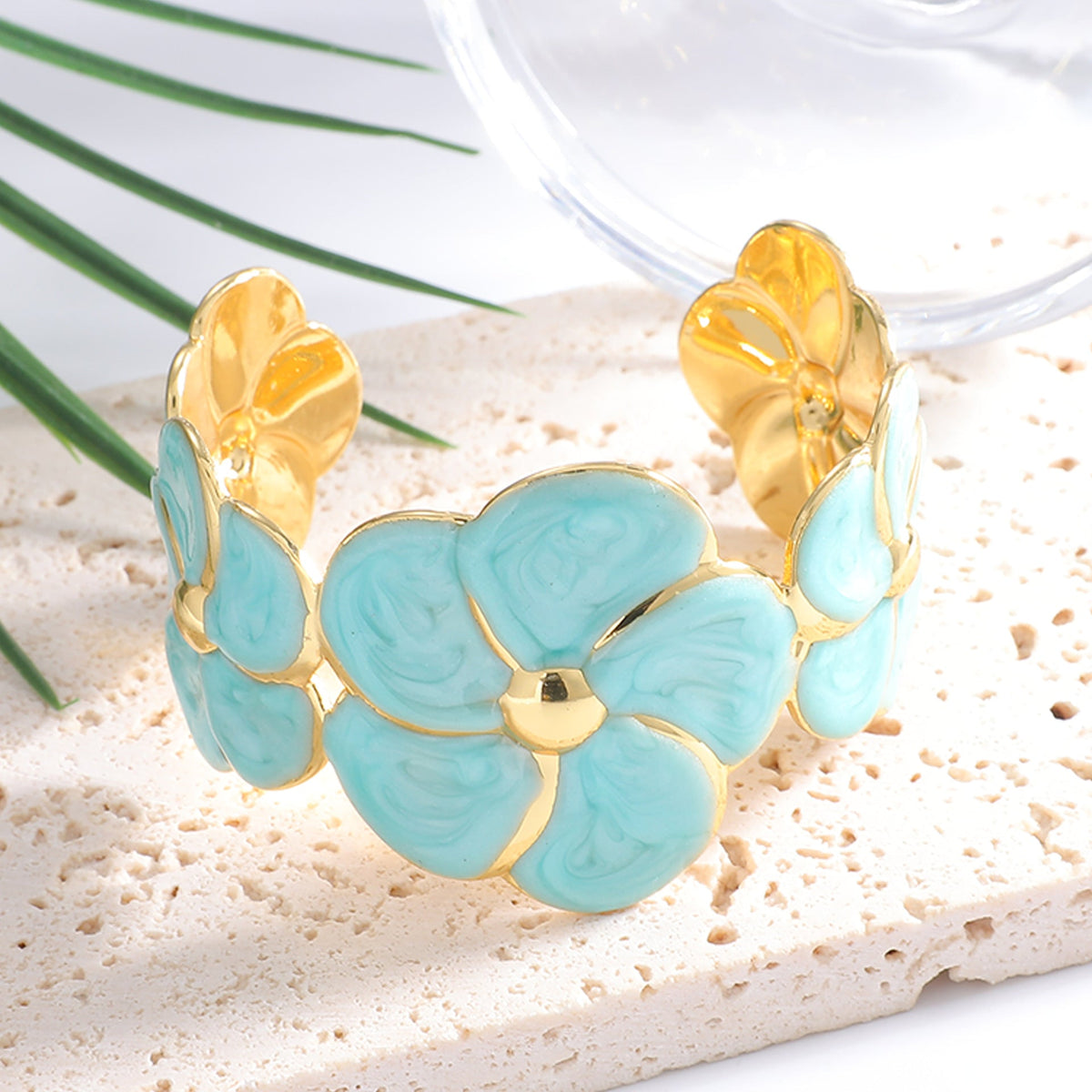 Women's Cuff Bracelet with Elaborate Flower Pattern