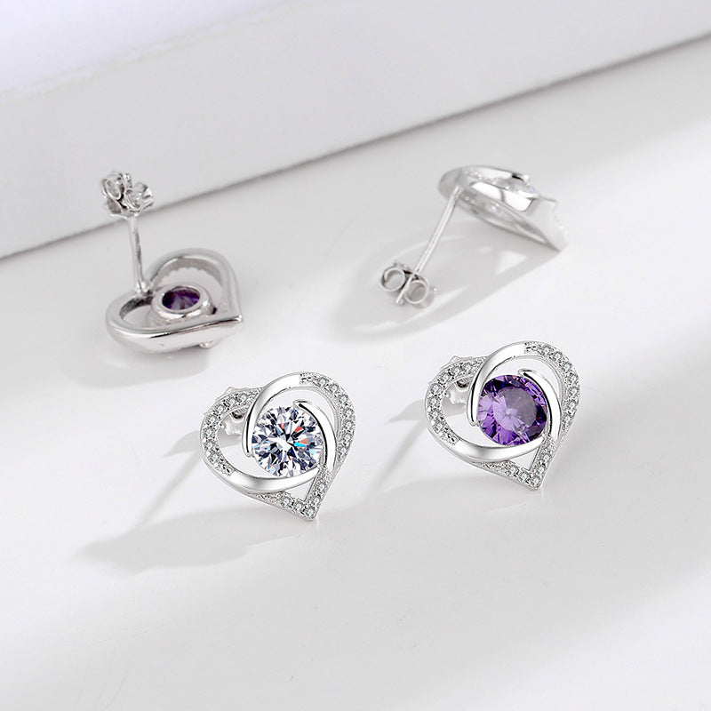 Women's Earrings in Elegant Heart Design with Shimmering Zirconia