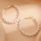 Women's Hoop Earrings with Luxurious Pearl Accents, Elegant