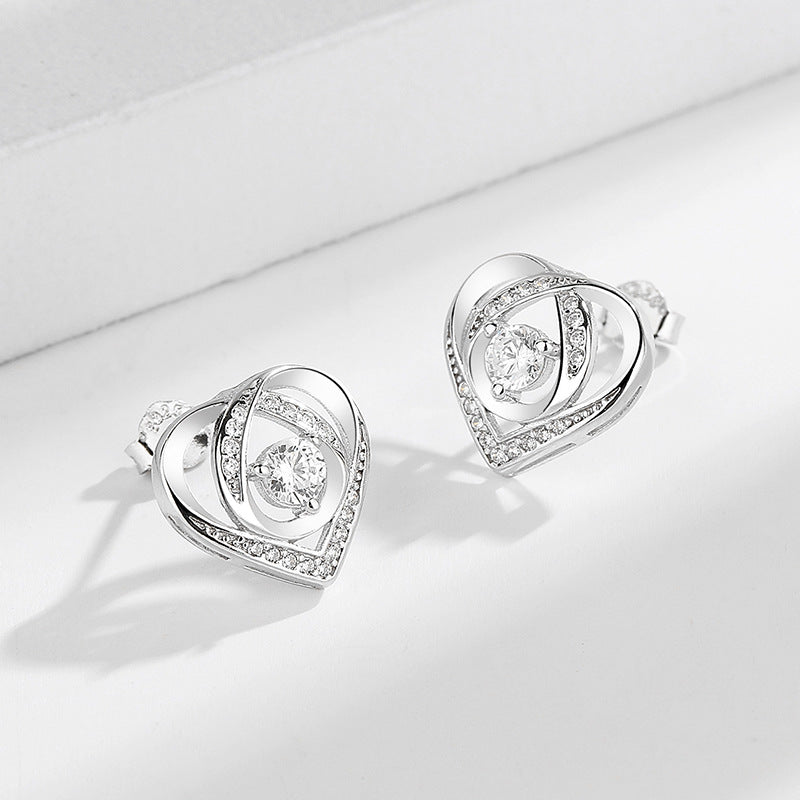 Women's Earrings in Elegant Heart Design with Sparkling Zirconia