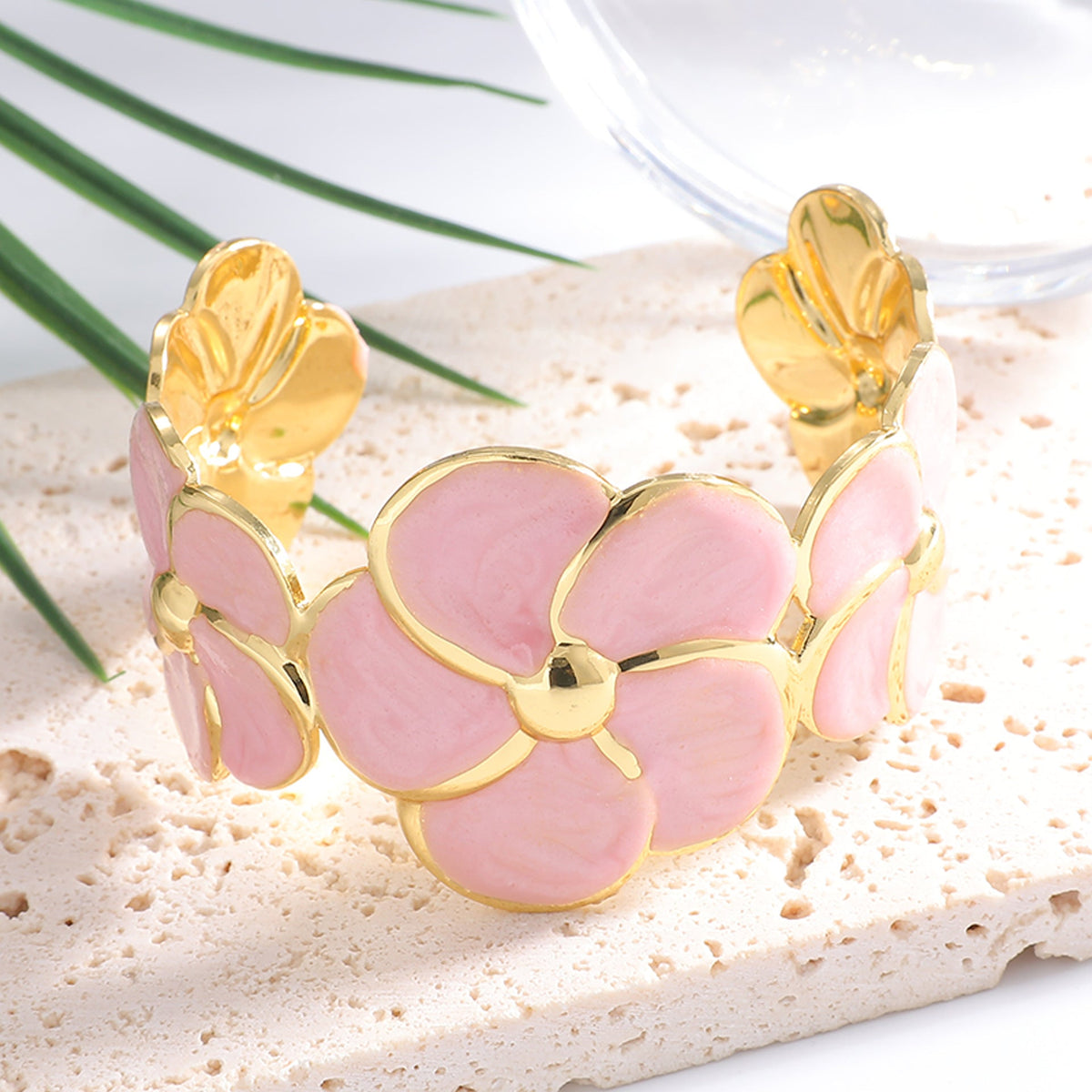 Women's Cuff Bracelet with Elaborate Flower Pattern