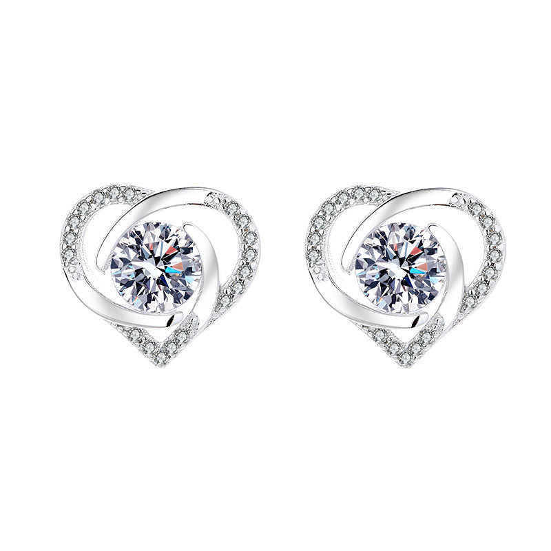 Women's Earrings in Elegant Heart Design with Shimmering Zirconia