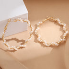 Women's Hoop Earrings with Luxurious Pearl Accents, Elegant