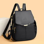 Women's Pebbled Leather Anti-Theft Flap Backpack