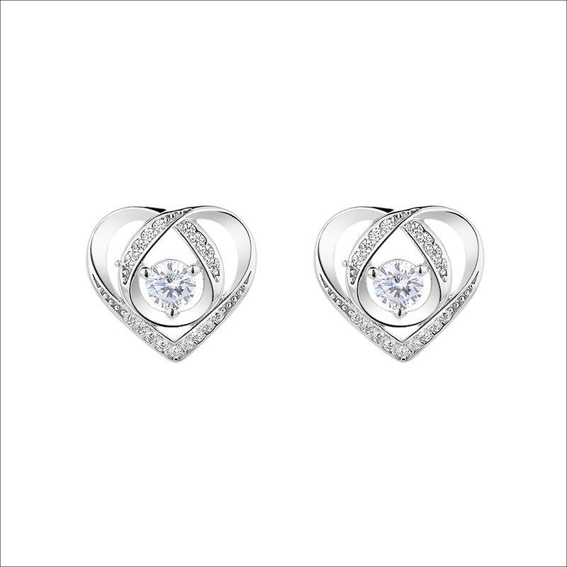 Women's Earrings in Elegant Heart Design with Sparkling Zirconia