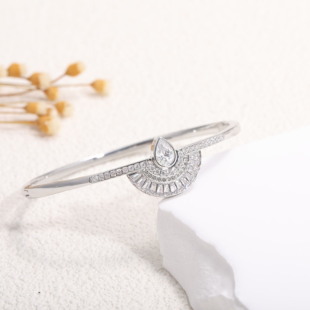 Women's Bracelet with Elaborate Infinity Symbol and Sparkling Zirconia