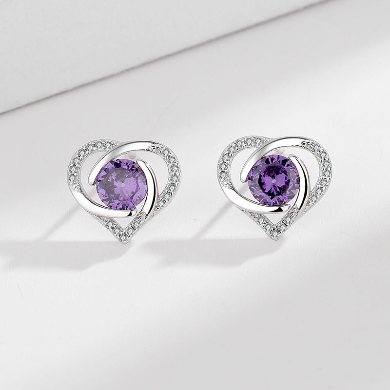 Women's Earrings in Elegant Heart Design with Shimmering Zirconia